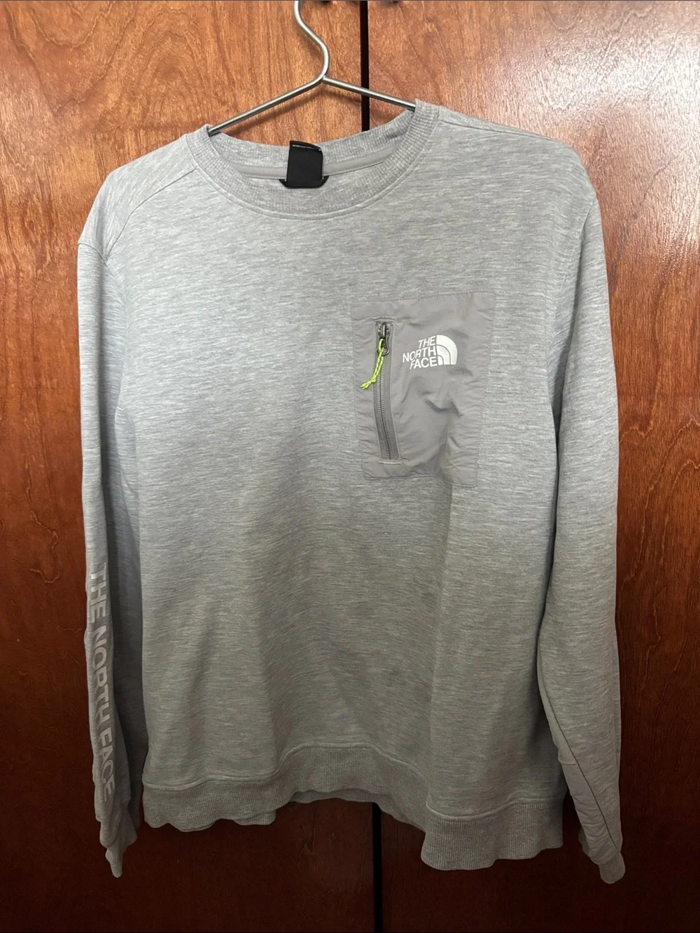 The North Face Light Gray Crewneck with Chest Zip Pocket
